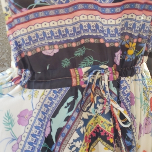 JOHNNY WAS CASSIA SILK LONG DRESS HANDKERCHIEF‎ CINCH LINED BOHO - Picture 7 of 10